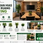 Tanaman hias indoor untuk ruang meeting modern dengan desain kantor elegan dan profesional.