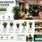 Tanaman indoor minim cahaya untuk kantor modern dan ruang kerja ber-AC dengan desain interior elegan.