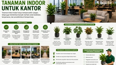 Tanaman indoor untuk kantor modern dengan suasana kerja nyaman, hijau, dan profesional.